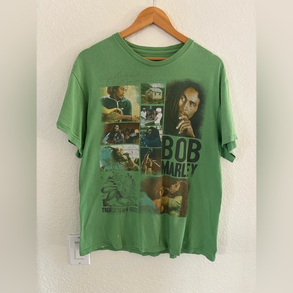Zion Rootswear Bob Marley Collage Tee in Green
